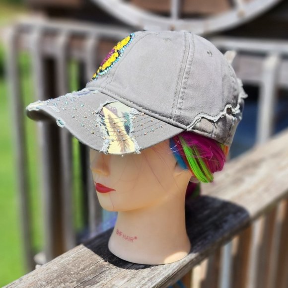 Ladies Moss Green & Camo BLING Hat NEW - Picture 3 of 4